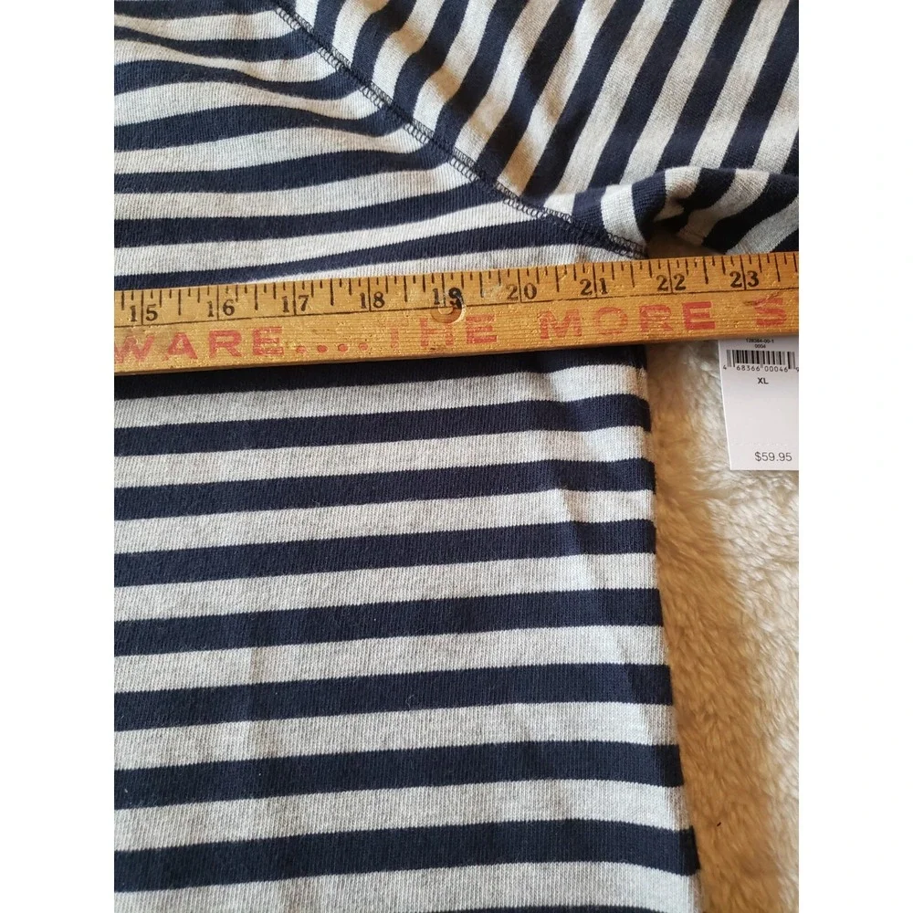 Gap XL Blue Gray Striped Cotton Raglan Shirt Dress Large 3/4 Sleeves NWT - Picture 6 of 10
